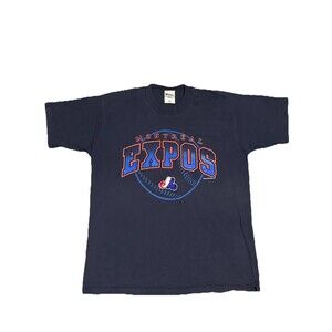 VTG Pro Player Montreal Expos 1997 Diamond T-Shirt XL Navy‎ Blue Embroidered